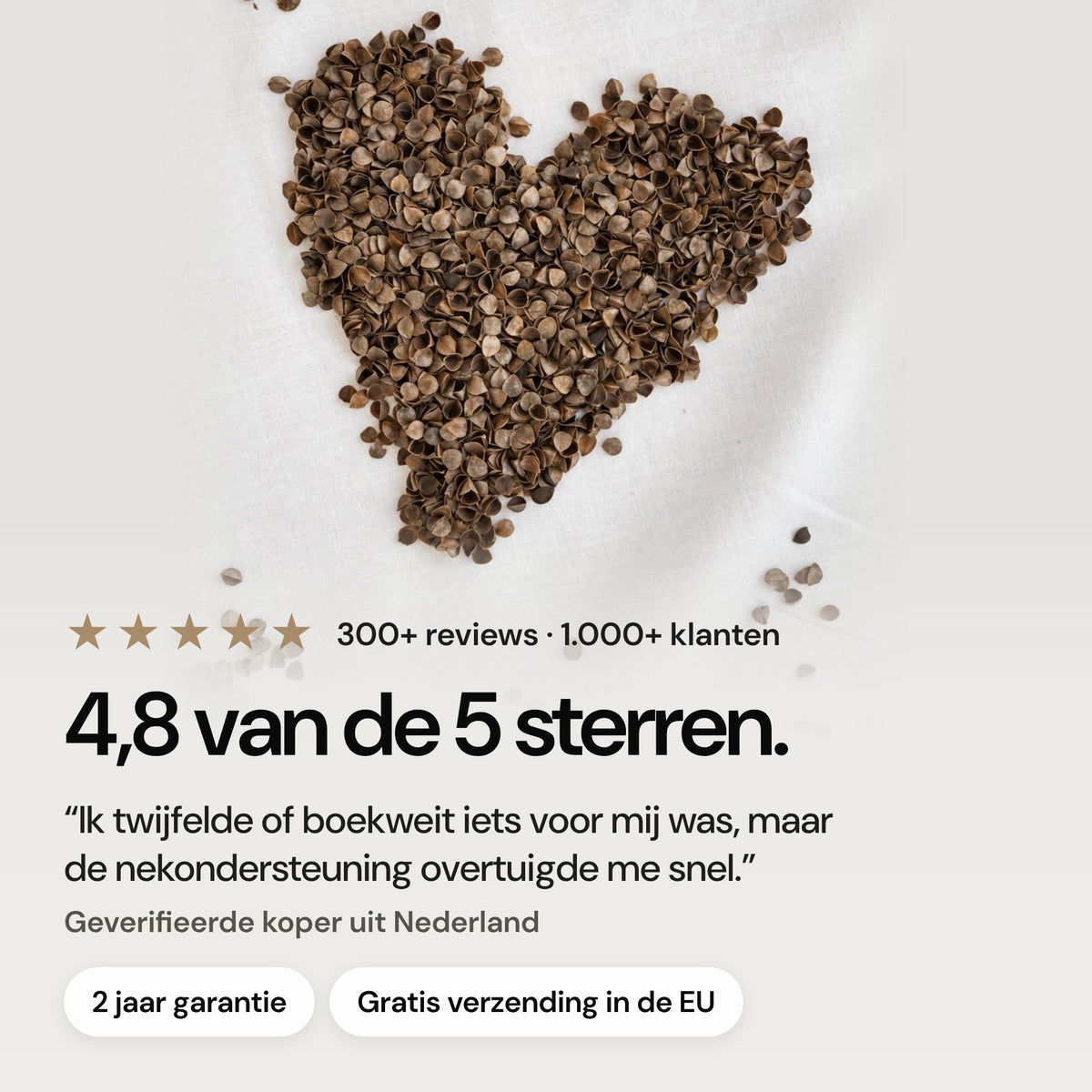 Boekweitdoppen in de vorm van een hart: 4,8 van de 5 sterren met 300+ reviews